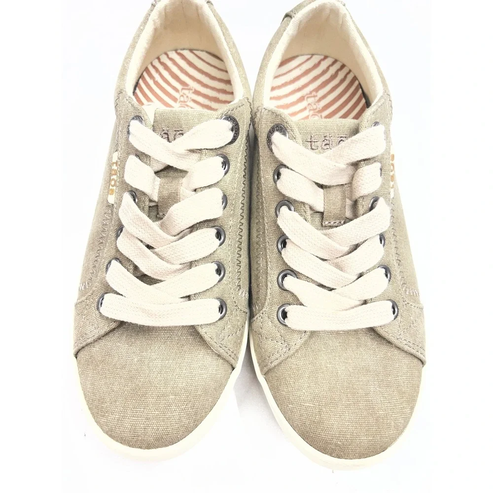 Taos Star Womens Khaki Tan Canvas Low Top Lace Up‎ Sneakers Size 6 EU 36 17105